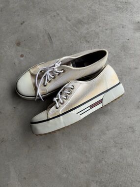 Y2K Tommy Hilfiger Low-Top White Canvas Trainers Sneakers